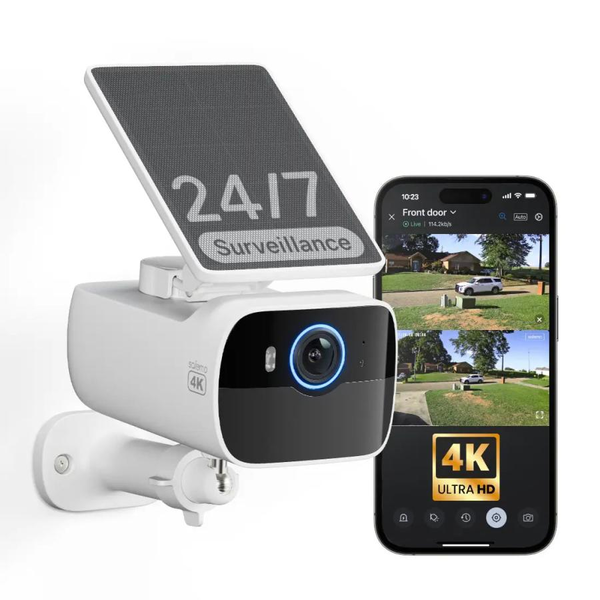 Safemo SC1 SolarCam, 4K UHD Video, 8× Zoom,132° View, Night Vision, Wi-FI 2.4 Ghz, 1.5W solar, Whi