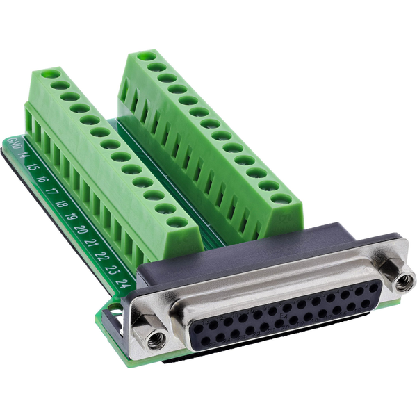 InLine 92502E káblový konektor Terminal block / D-Sub 25 Zelená