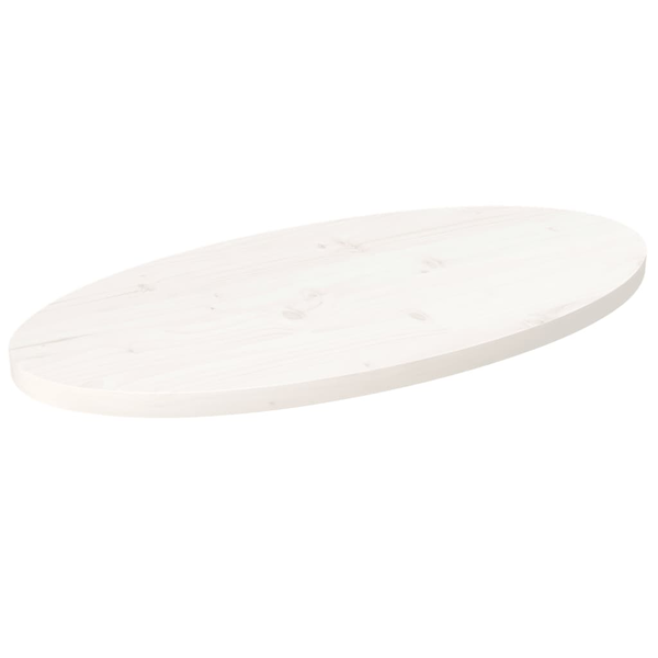 fehér tömör fenyőfa ovális asztallap 70 x 35 x 2,5 cm