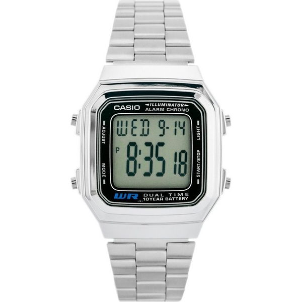 Reloj De Pulsera Casio A-178 Digital Para Unisex Color Plateado Correa Acero Inoxidable
