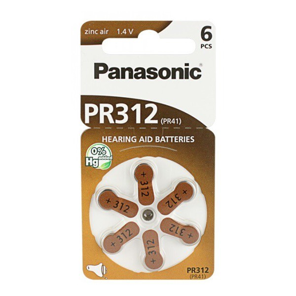PANASONIC gombelem (PR312L/6LB, 1.4V, cink-levegő) 6db / csomag (PR312-6LB)