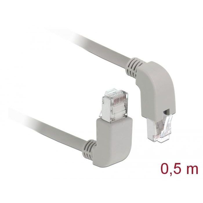 Delock Hálózati kábel RJ45 Cat.6A S/FTP felfelé néző / lefelé néző 0,5m (85870) (DE85870)