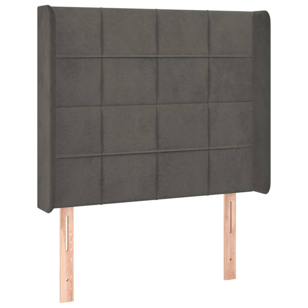 Tăblie de pat cu aripioare gri închis 83x16x118/128 cm catifea