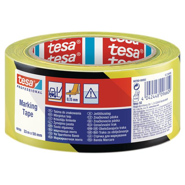 Tesa Professional 50mm x 33m Jelölőszalag - Fekete/Sárga (60760-00093-15)