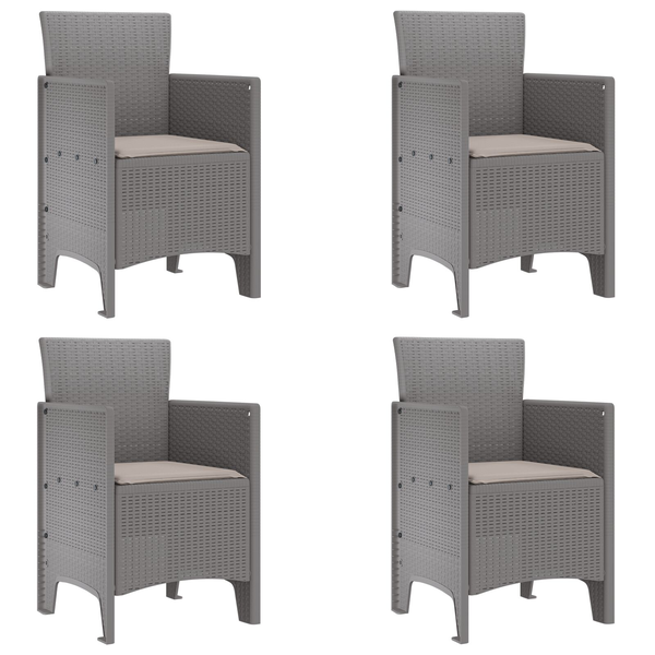 SCAUN GRĂDINĂ Set de 4 Gri deschis, Perne taupe