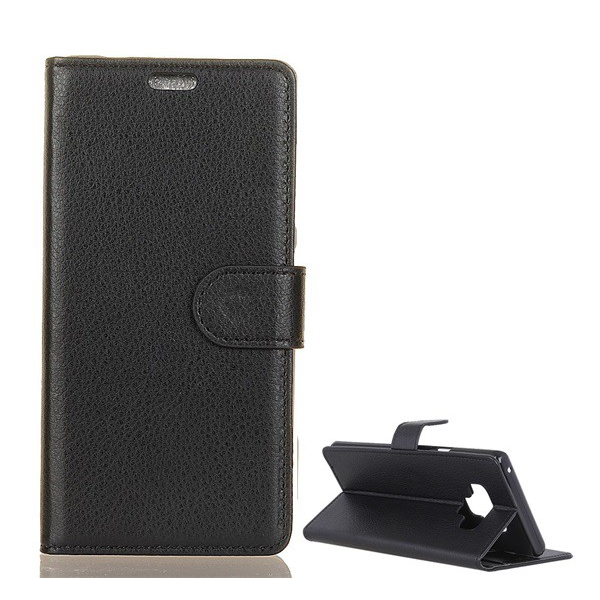 Tok álló, bőr hatású (FLIP, oldalra nyíló, asztali tartó funkció, prémium) FEKETE [Samsung Galaxy Note 9 (SM-N960F)] (5996457790906)