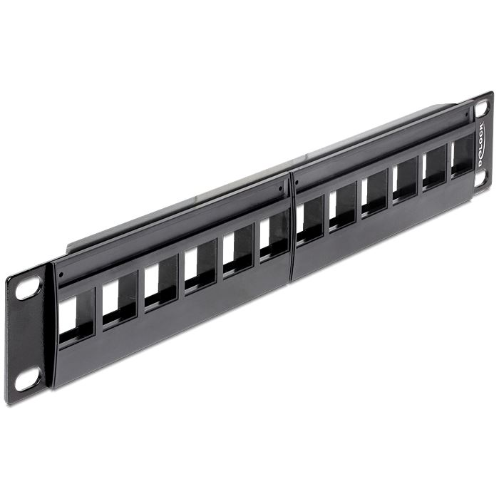 Delock 10” hálózati szekrényekhez Keystone Patch Panel 12 portos, 1U fekete (43259) (delock43259)