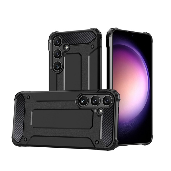 gigapack Defender szilikon telefonvédő (ütésállóság, légpárnás sarok, fémhatás) FEKETE Samsung Galaxy S25 Plus (SM-S936) " csomagolás" (GP-164861)