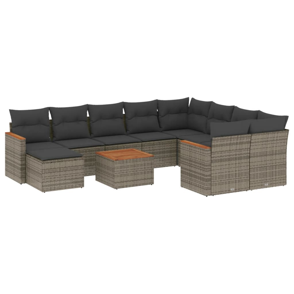 11 részes szürke polyrattan kerti ülőgarnitúra párnákkal (3258966)