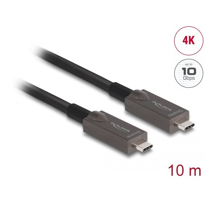 Delock aktív optikai USB-C videó + adat + PD kábel 10 m (84150) (D84150)