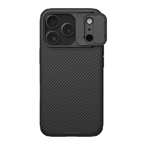 Nillkin CAMSHIELD PRO szilikon telefonvédő (ütésállóság, kameravédő, csíkos) FEKETE Apple iPhone 17 (GP-173388)
