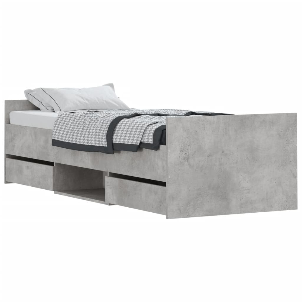 betonszürke ágykeret fej- és lábtámlával 75 x 190 cm (3203820)