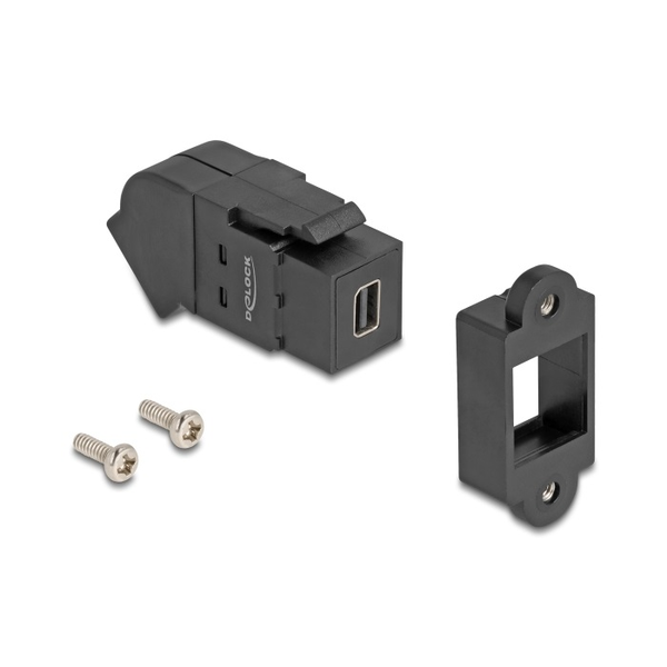 Delock Mini DisplayPort panel tartó anya - DisplayPort anya 45 -ban hajlított 8K 30 Hz fekete (67154)