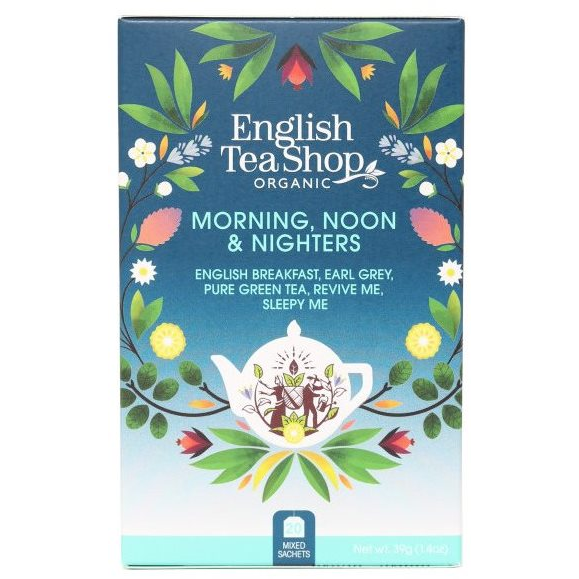 English Tea Shop Bio Reggeli, délutáni és éjszakai teaválogatás, 40 g, 20 db ETS20 (60383)