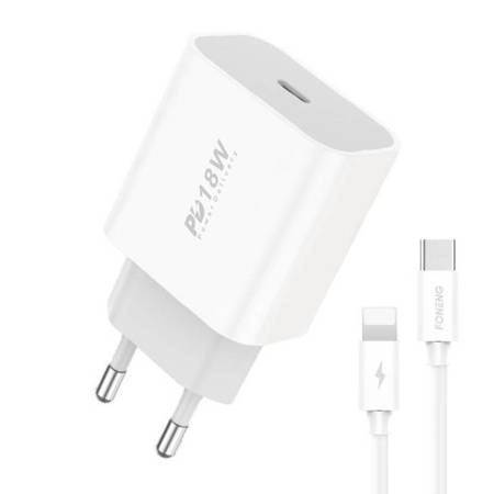 Foneng EU23 hálózati töltő + USB-A - Lightning kábel fehér (EU23 iPhone)