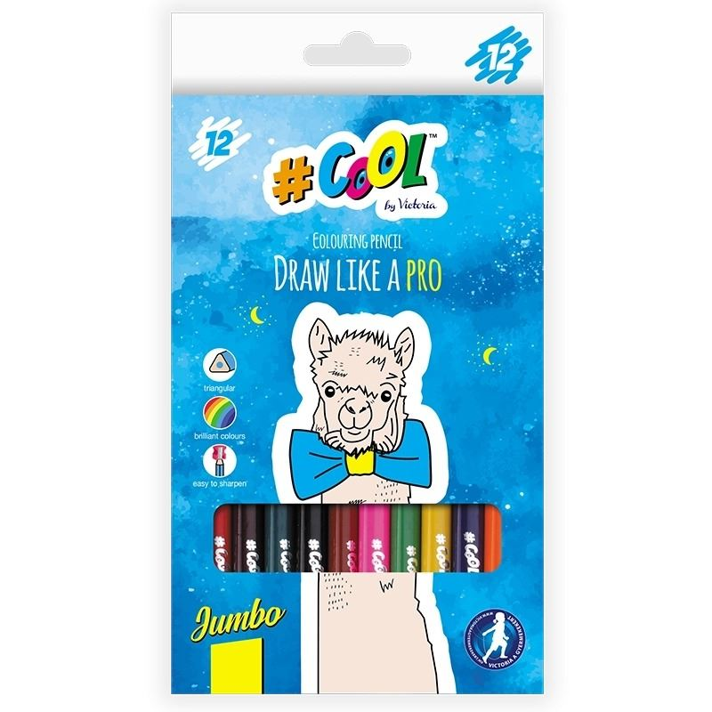 Victoria háromszögletű, vastag színes ceruza készlet, 12 különböző szín (TVC005) (TVC005)