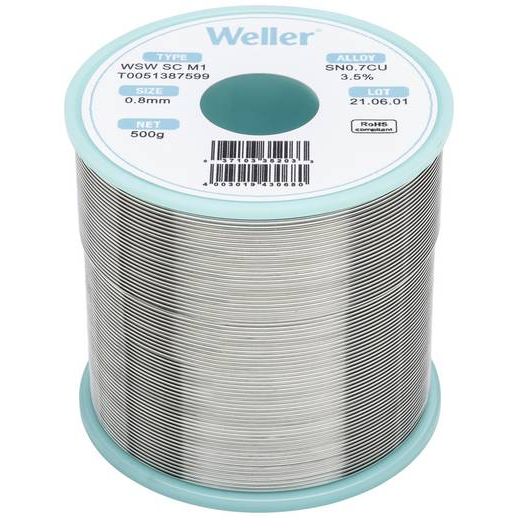 Weller Forrasztóón, ólommentes, tekercs, WSW SC M1 Sn0.7Cu 500 g 0.8 mm (T0051387599) (T0051387599)