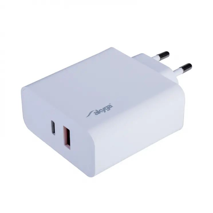 Akyga USB-A+USB-C PD 5 3.25A 65W Quick Charge 3.0 hálózati töltő (AK-CH-15) (AK-CH-15)