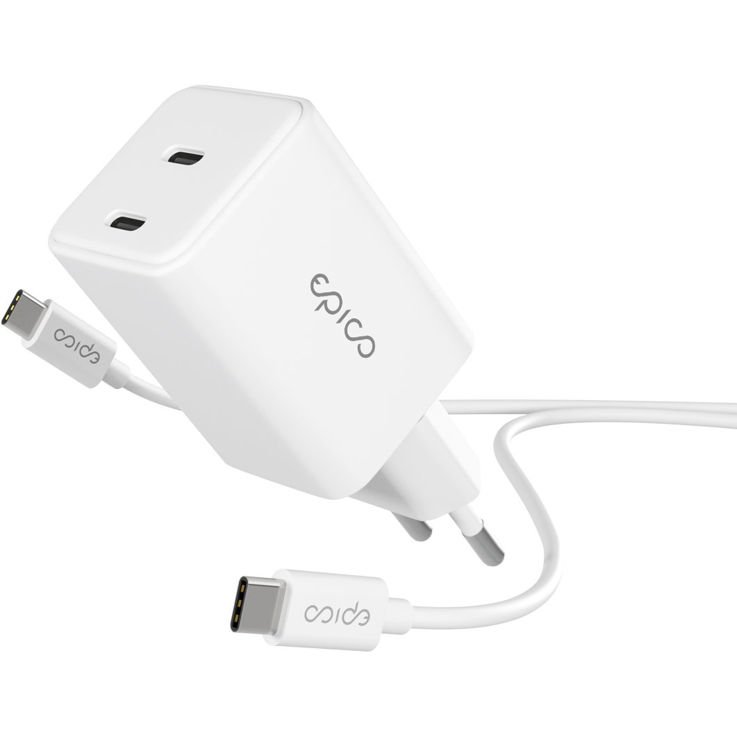 Epico UltraBoost EA30 45 W GaN töltőfej, 1,2 m USB-C to USB-C kábel - fehér (9915101100198)