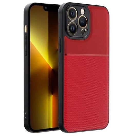 Gigapack Apple iPhone 14 Pro Max mágneses, bőr hatású, csíkos mintás tok piros (GP-129409) (GP-129409)