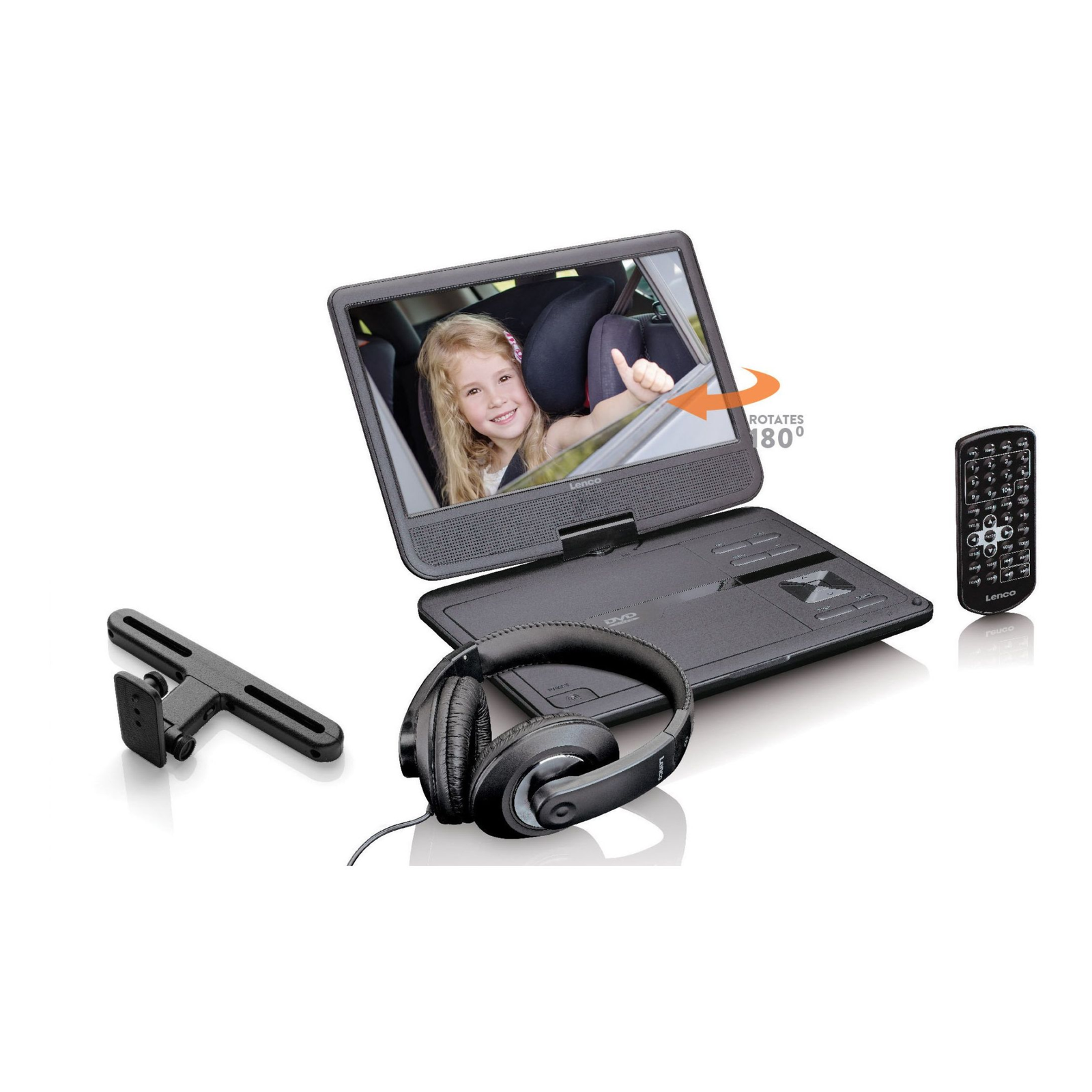 Lenco DVP-1010 Hordozható DVD Lejátszó - Fekete (DVP-1010)