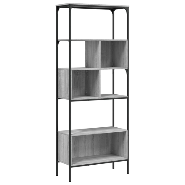 5 szintes szürke sonoma szerelt fa könyvespolc 76x33x188,5 cm