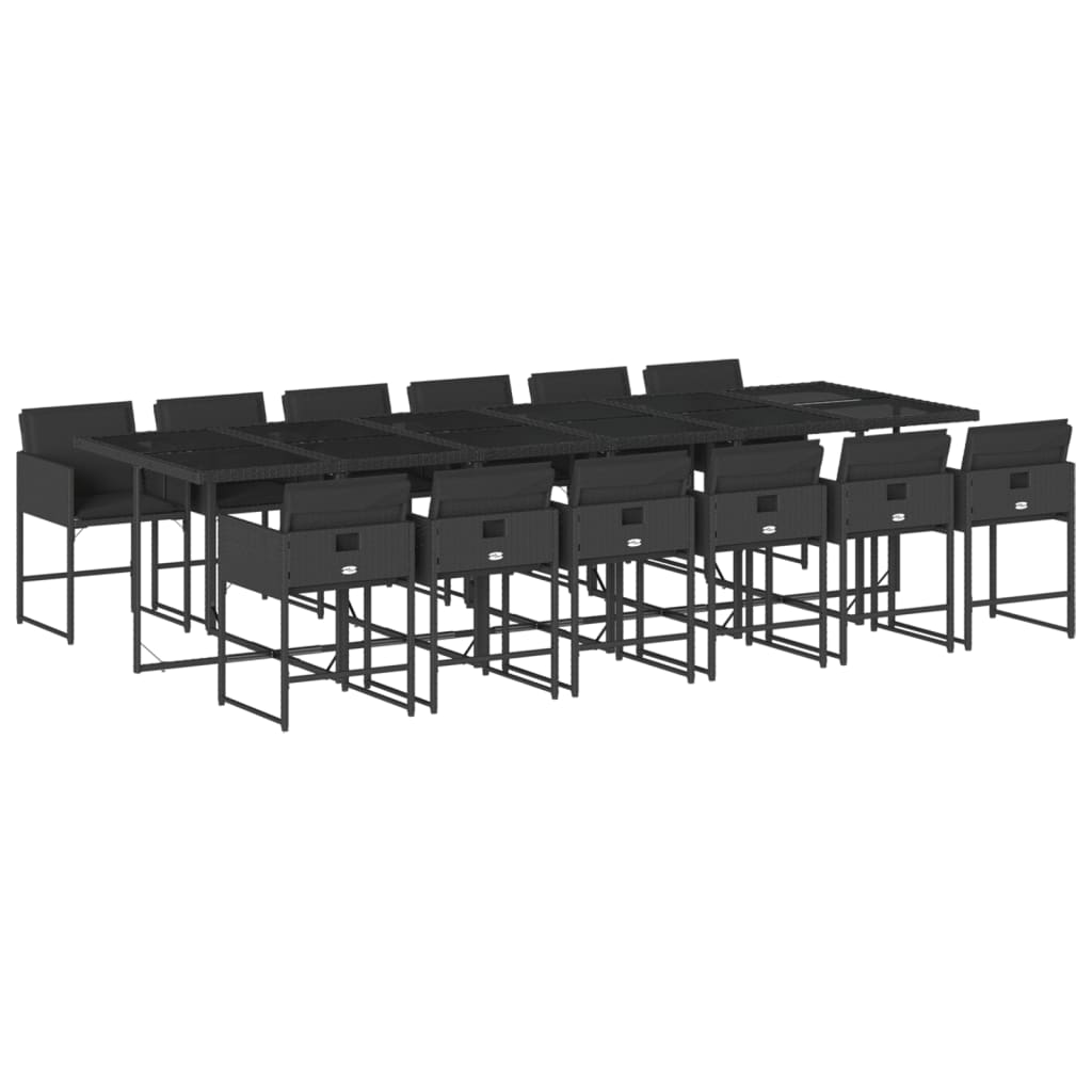 13 részes fekete polyrattan kerti ülőgarnitúra párnákkal (3278070)