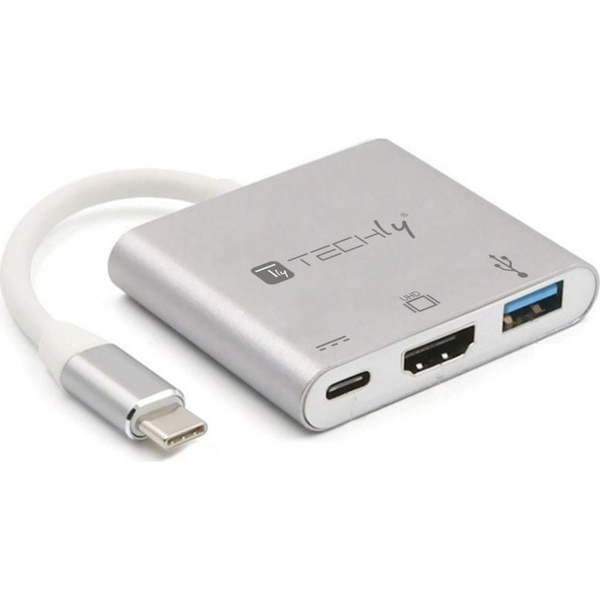 Techly IADAP USB31-HDMIPTY dokkoló állomás és port replikátor Vezetékes USB 3.2 Gen 1 (3.1 Gen 1) Type-C Ezüst