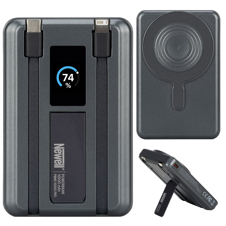Newell NL4895 Power Bank 10000 mAh USB-C Lightning MagSafe szürke