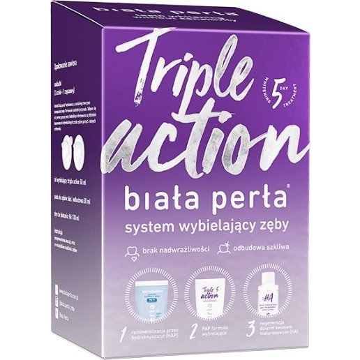 White Pearl, Triple Action Teeth Whitening System Gel 50 ml + Liquid 100 ml + Paste 30 ml - Long shelf life!
