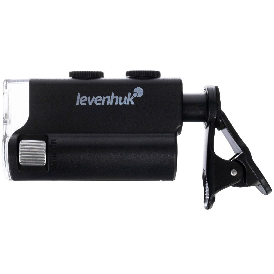 Levenhuk 60-100X csipeszes zseb mikroszkóp telefonhoz akkus Led- UV világítással Zeno Cash ZC10 (74112) (74112)