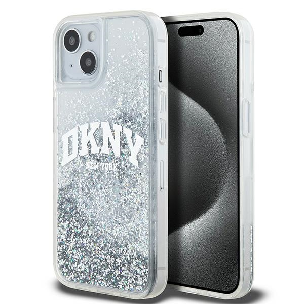 DKNY iPhone 13 / 14 / 15 Arch LOGO Glitter műanyag Telefon tok - Fehér (DKHCP15SLBNAET)