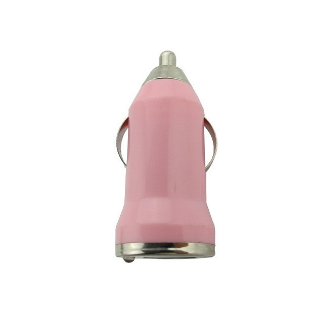Autós töltő konverter, MINI kivitel (Samsung, HTC, Nokia, LG, ZTE, Motorola) 1A, rózsaszín (58969)