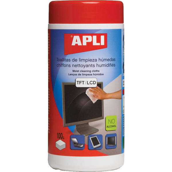  Apli Chusteczki nawilżane do czyszczenia ekranów LCD/TFT 100 szt. (AP11823)
