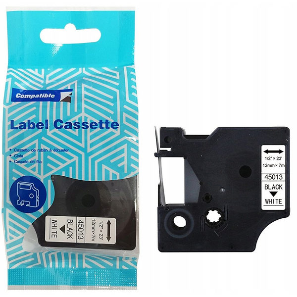 Taśma DYMO D1 45013 12mm x 7m S0720530 czarny na białym zamiennik