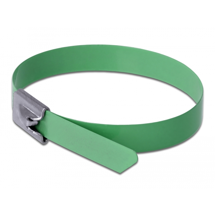 Delock Rozsdamentes Acél Kábelkötegek Hossza 300 x Szélesség 7,9 mm zöld 10 db. (18806)