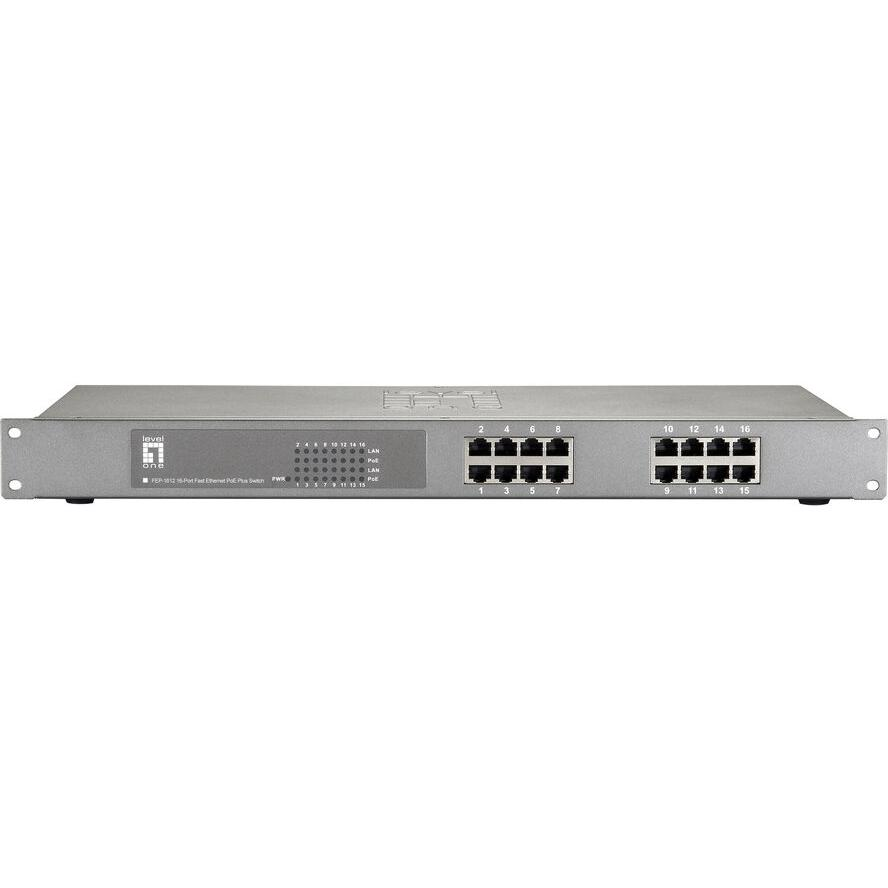 LevelOne FEP-1612W150 hálózati kapcsoló Fast Ethernet (10/100) Ethernet-áramellátás (PoE) támogatása Szürke (FEP-1612W150)