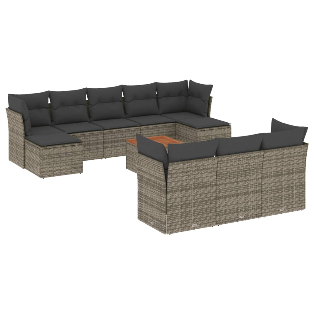 11 részes szürke polyrattan kerti ülőgarnitúra párnákkal (3256214)