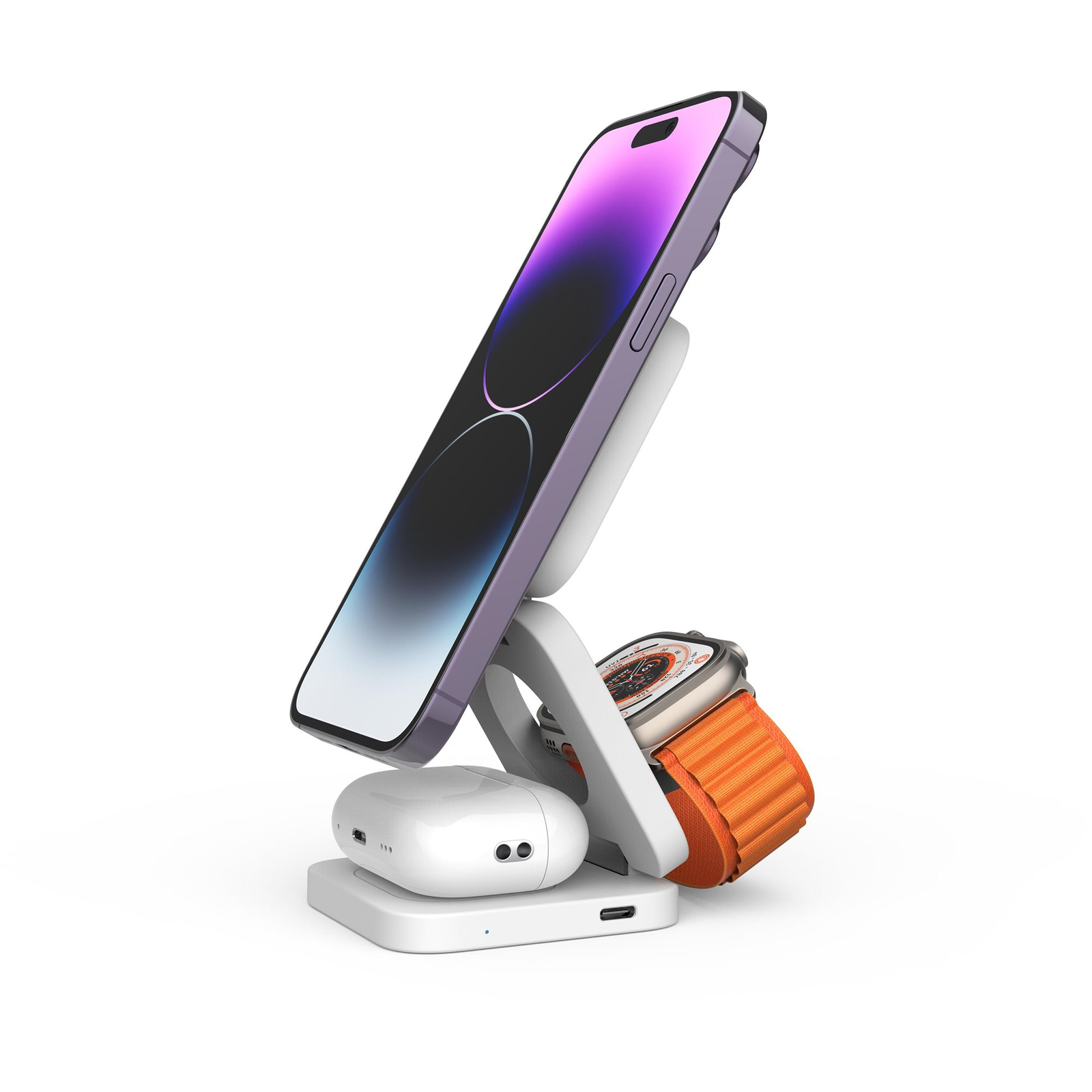 CubeNest E310 3in1 vezeték nélküli mágneses töltő + MagSafe támogatás - fehér (6974699971160)