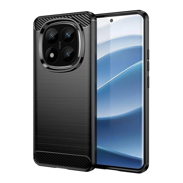 Szilikon telefonvédő (ütésállóság, légpárnás sarok, szálcsiszolt, karbon minta) FEKETE Xiaomi Redmi Note 14 Pro Plus 5G "Gigapack csomagolás" (GP-166762)