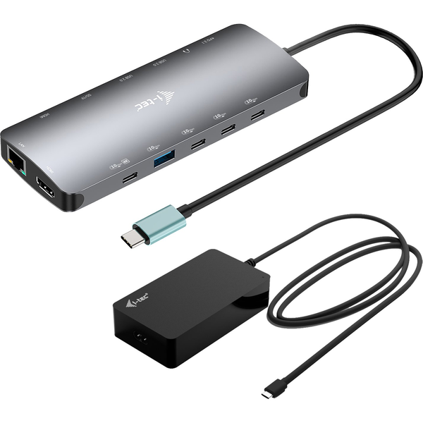 i-tec Metal C31NANOTRIPLED140UK stații de andocare și replicatoare de porturi pentru calculatoare portabile Prin cablu USB 3.2 Gen 1 (3.1 Gen 1) Type-C Gri