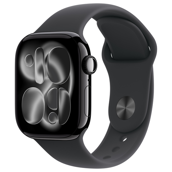 Apple Watch Series 11 GPS + Cellular 42 mm, negru intens, curea sport din aluminiu