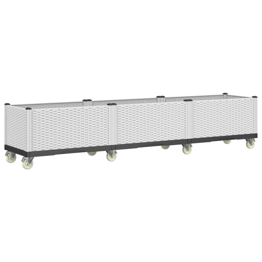 fehér polipropilén rácsos kerekes ültetőláda 240 x 50 x 54 cm (367995)