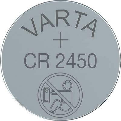 CR2450 lítium gombelem, 3 V, 560 mA, Varta BR2450, DL2450, ECR2450, KCR2450, KL2450, KECR2450, LM2450 (6450101401)