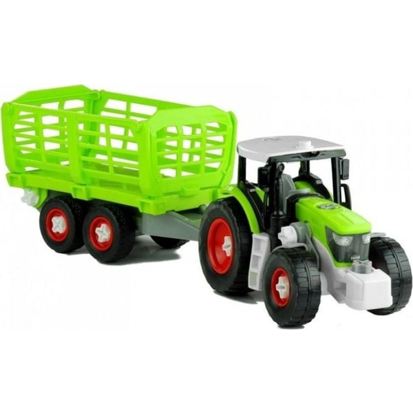 Felhúzható Traktor 43 cm-es Nyitható Pótkocsival