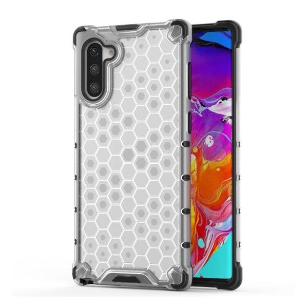 Defender műanyag telefonvédő (közepesen ütésálló, szilikon belső, légpárnás sarok, méhsejt minta) ÁTLÁTSZÓ [Samsung Galaxy Note 10 (SM-N970F)] (5996457900565)