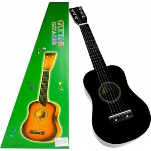 Klasszikus Gitár Fából, Kockával Fekete 60 cm