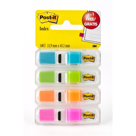 Post-it 12x43 mm Jelölőcímke adagolóban - Vegyes színek (4x35 lap) (70005040152)