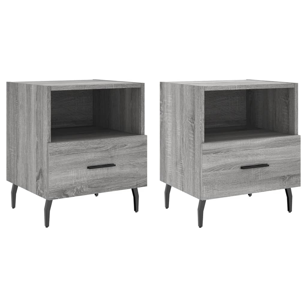 2 db szürke sonoma színű szerelt fa éjjeliszekrény 40x35x47,5cm (827481)
