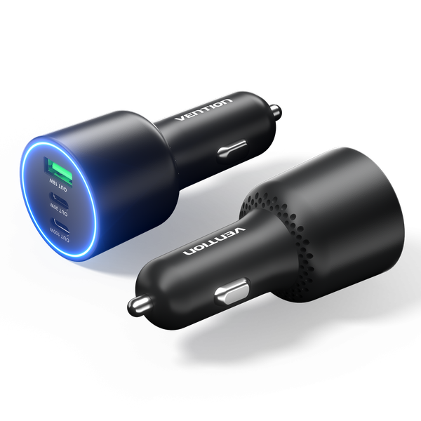 VENTION Autós töltő 1xUSB 2xUSB-C 100W+30W+18W fekete